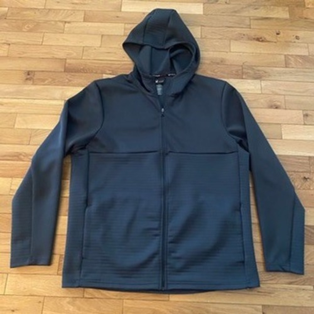 Spyder Active Mens Full Zip Hoodie Charcoal‎ Gray Textured Jacket Size Large